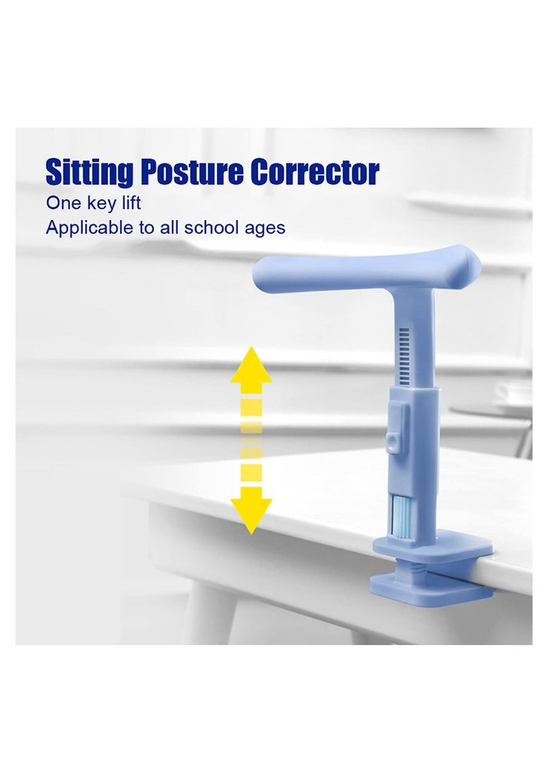 Children's sitting posture corrector, adjustable T-shaped reading and writing posture trainer (blue)