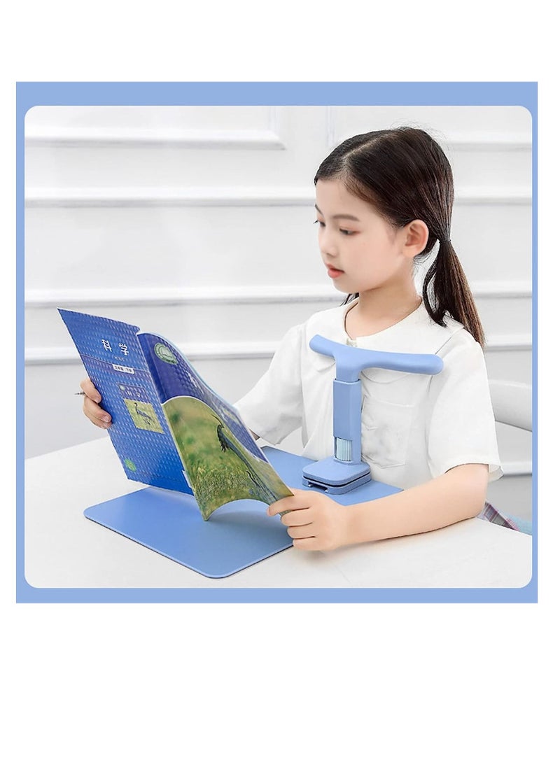 Children's sitting posture corrector, adjustable T-shaped reading and writing posture trainer (blue)