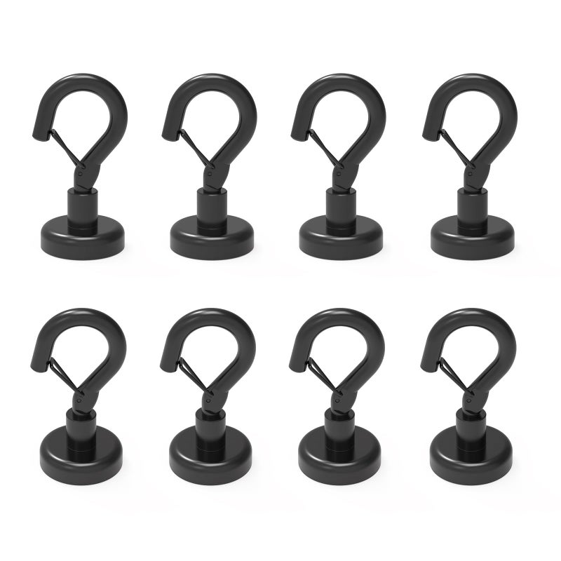 Ant Mag Black Magnetic Hooks Heavy Duty with Snap 22lbs Strong Magnet Hooks Great Hanging for Refrigerator Cruise Cabin Grill WreathKitchenOffice 8 Pack