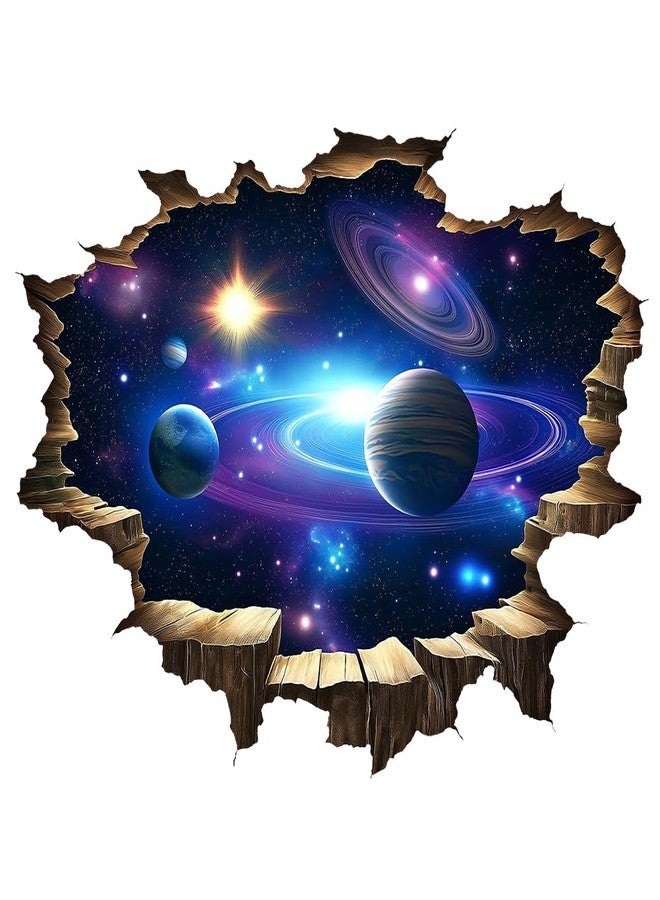beinkmake 3D Galaxy Wall Stickers Blue Cosmic Milky Way Outer Space Planet Wall Decals Simulation Crack Hole Wall Clings Art Magic Starry Sky Wallpaper for Boys Bedroom Living Room Apartment - Image 3