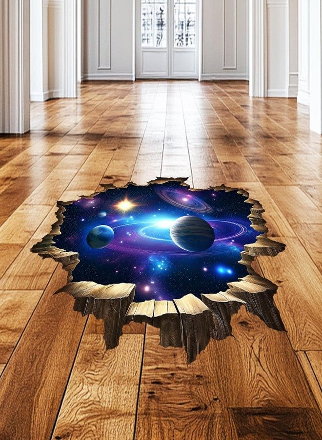 beinkmake 3D Galaxy Wall Stickers Blue Cosmic Milky Way Outer Space Planet Wall Decals Simulation Crack Hole Wall Clings Art Magic Starry Sky Wallpaper for Boys Bedroom Living Room Apartment - Image 4