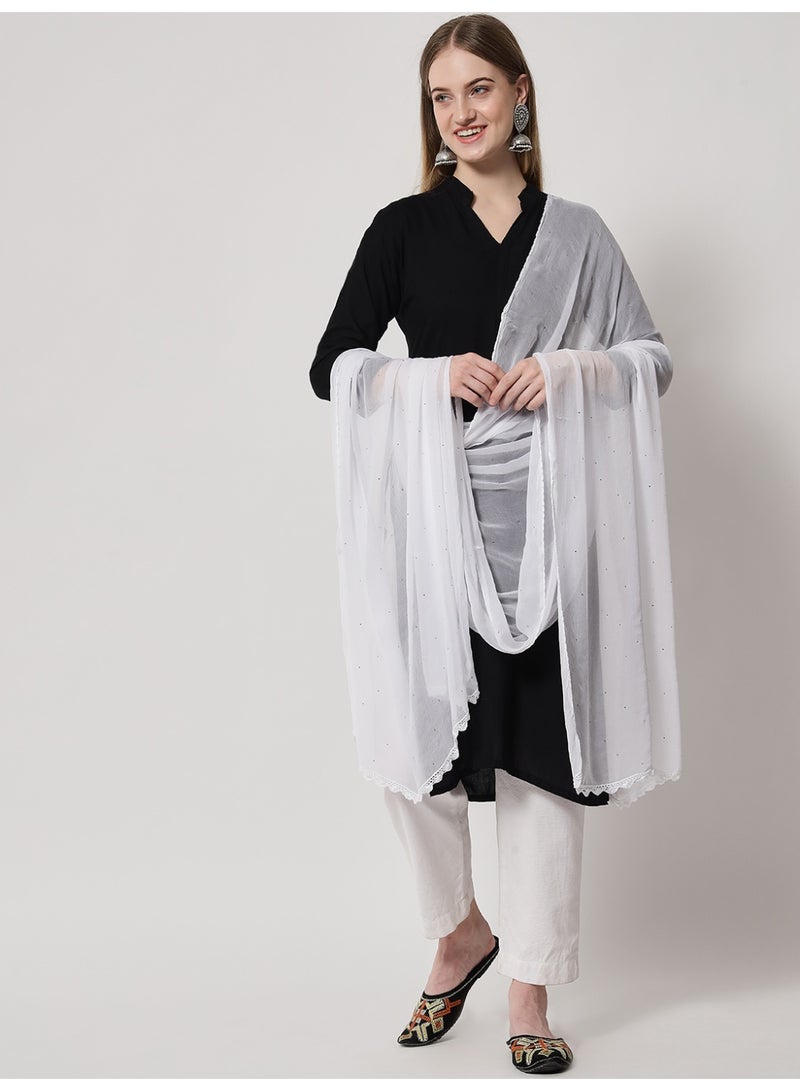 Alaya Women Chiffon Dupatta With Mukaish Work-AL3575 - Image 3