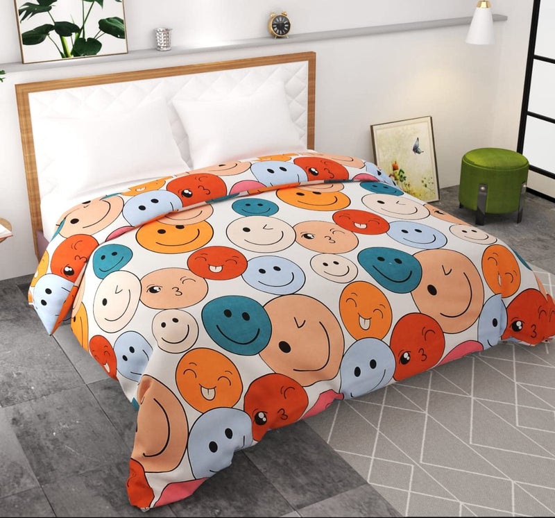 TURIYA 180 TC Microfiber Cloth Printed Double Bed Size Duvet Cover/Rajai Cover/Kambal Cover with Zipper Enclosure (Design 5) (Smileys Multicolor) - Image 2