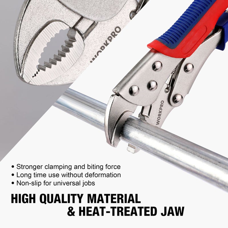 Workpro 3-piece Jaw Locking Pliers (10 Inch Curved Jaw, 7 Inch Curved Jaw, 6-1/2 Inch Straight Jaw) - Image 3