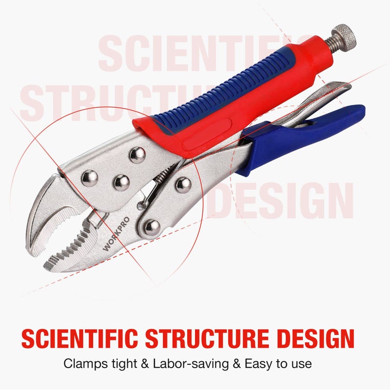 Workpro 3-piece Jaw Locking Pliers (10 Inch Curved Jaw, 7 Inch Curved Jaw, 6-1/2 Inch Straight Jaw) - Image 4