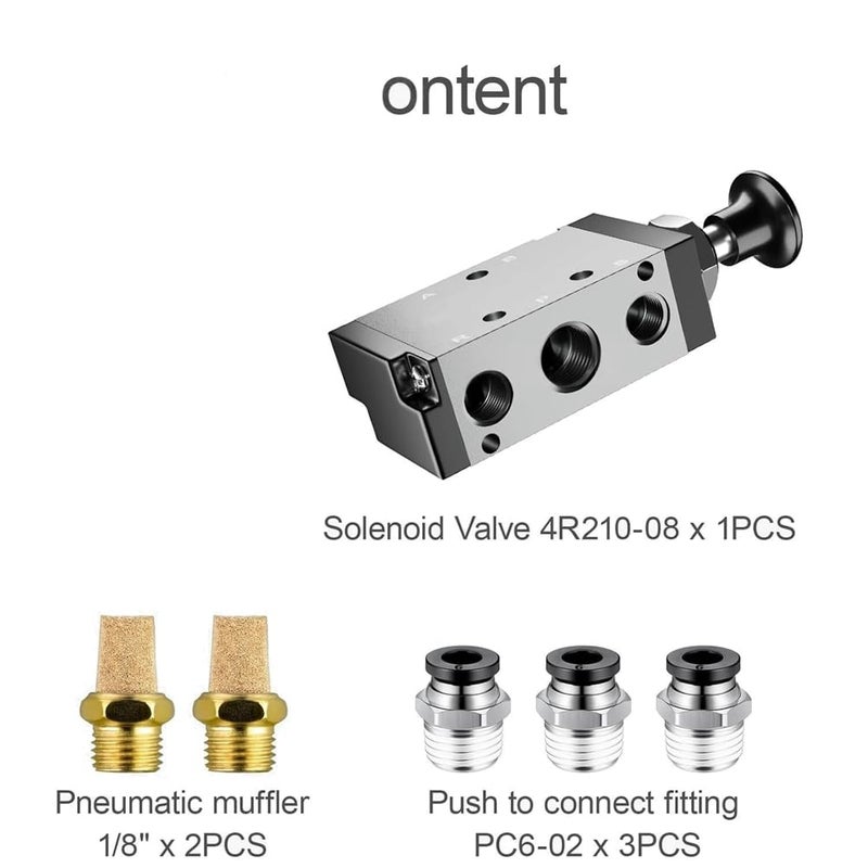 Direct Drive 5 Way 2 Position Air Hand Lever Valve 1 4 NPT Manual Control - Image 5