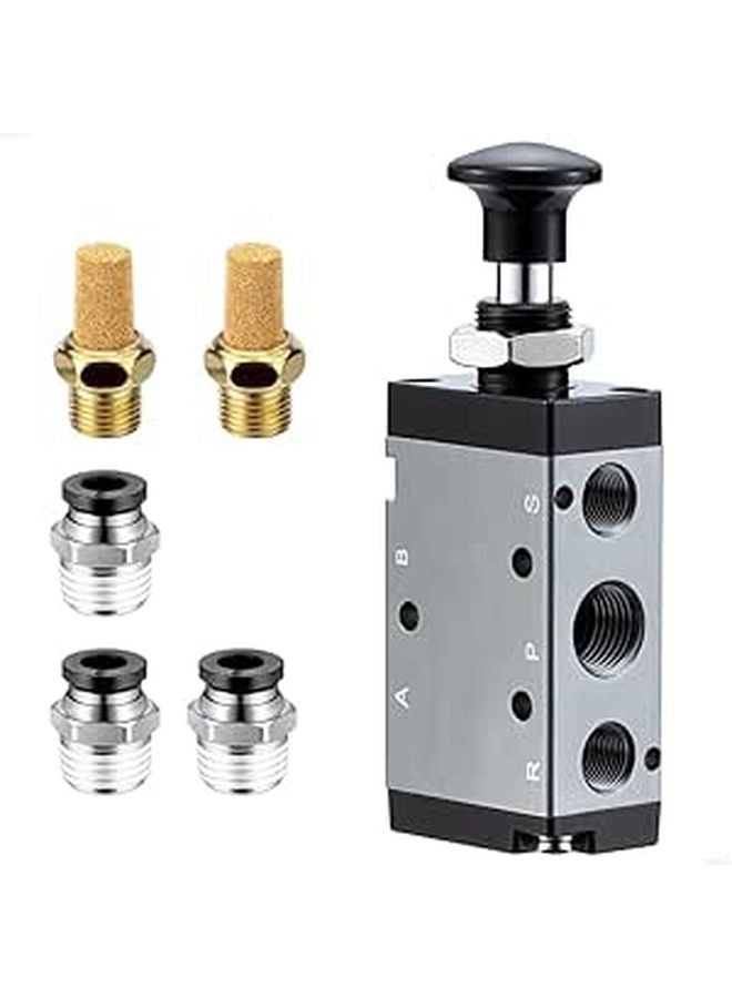 Direct Drive 5 Way 2 Position Air Hand Lever Valve 1 4 NPT Manual Control - Image 1