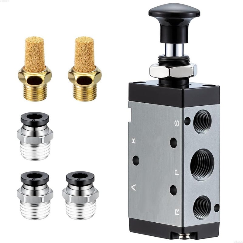 Direct Drive 5 Way 2 Position Air Hand Lever Valve 1 4 NPT Manual Control - Image 2