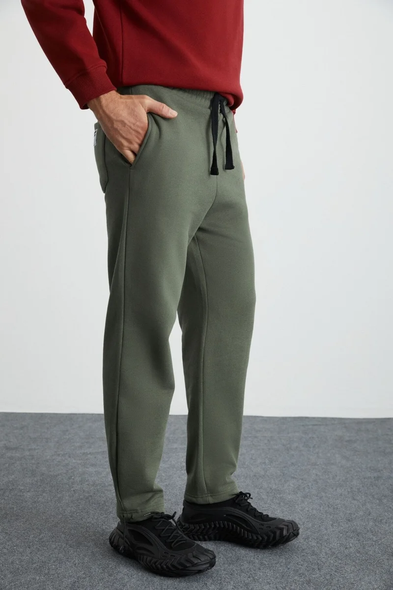 GRIMELANGE Internal Men's Soft, Comfortable Elastic Leg Comfort Raised Khaki Sweatpants