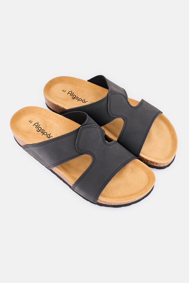 Algspar Men Slip On Cork Sandals, Black - Image 2