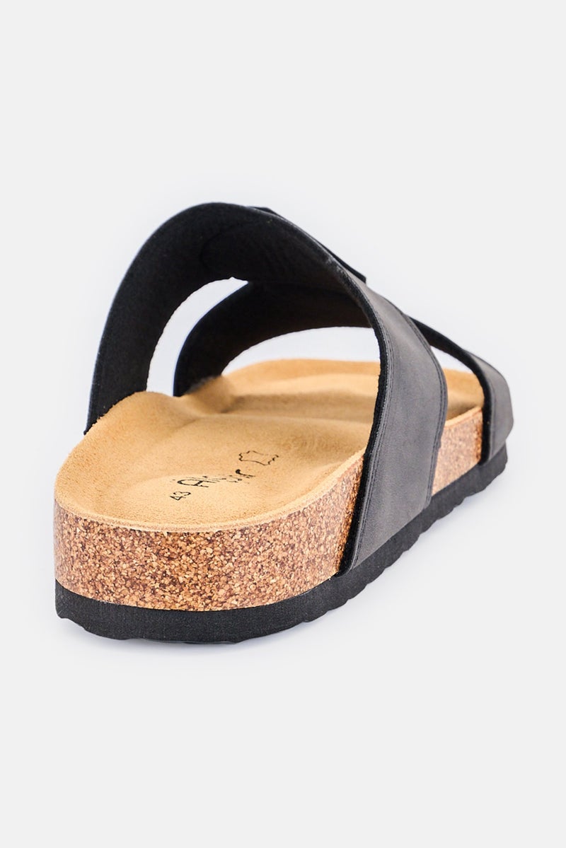 Algspar Men Slip On Cork Sandals, Black - Image 3
