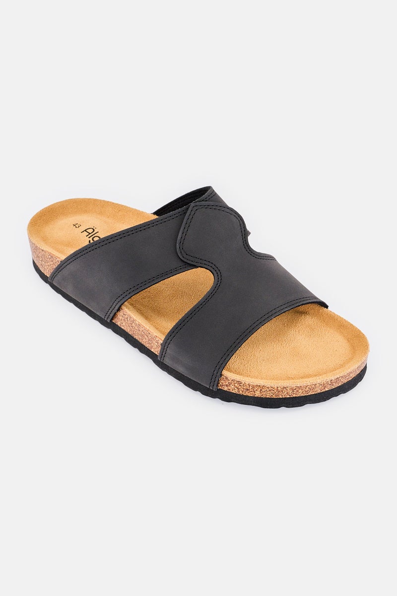 Algspar Men Slip On Cork Sandals, Black - Image 1