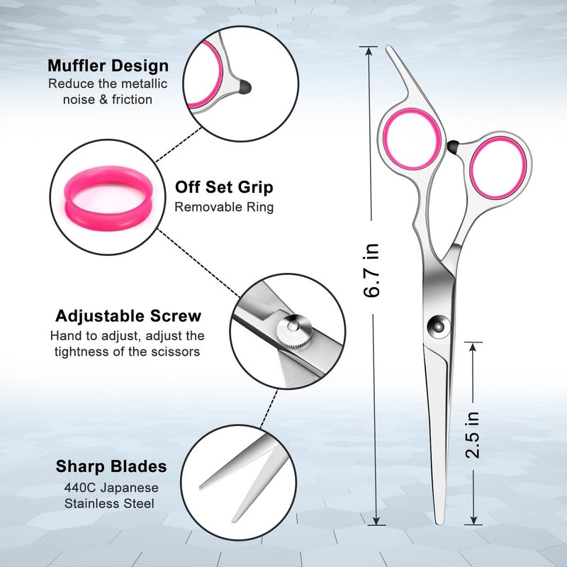 Sirabe 9 PCS Hair Cutting Scissors Thinning Shears Kit, Professional Haircut Scissors Set, Barber Hairdressing Texturizing Shears Tools for Salon Home Men Women Kids Adults Pet - Image 2