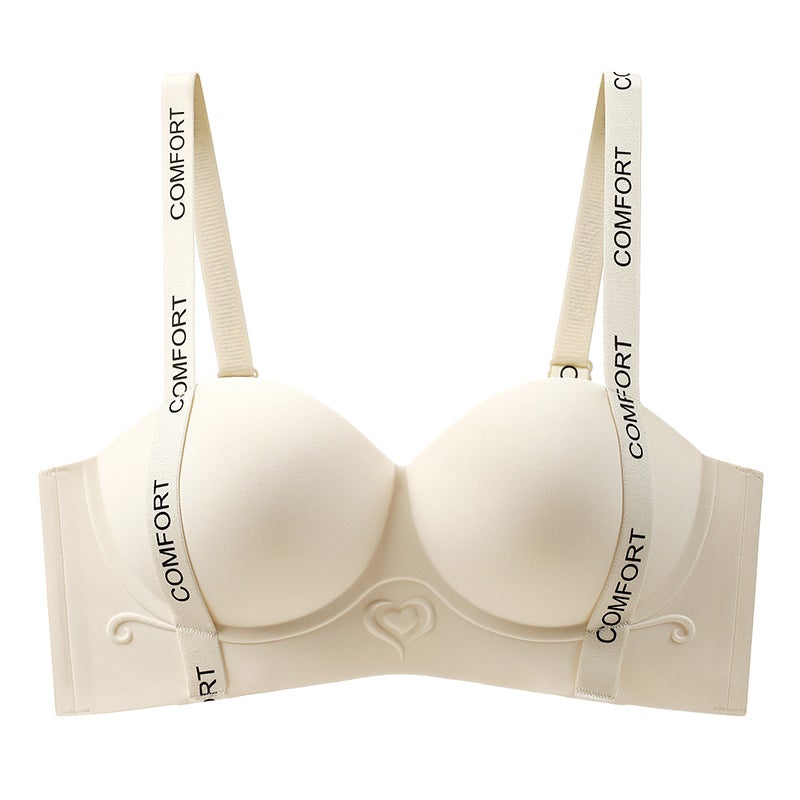 Letter Strap Push-Up Bra Seamless Wireless Enhancer Maillard Cafe  - Image 3