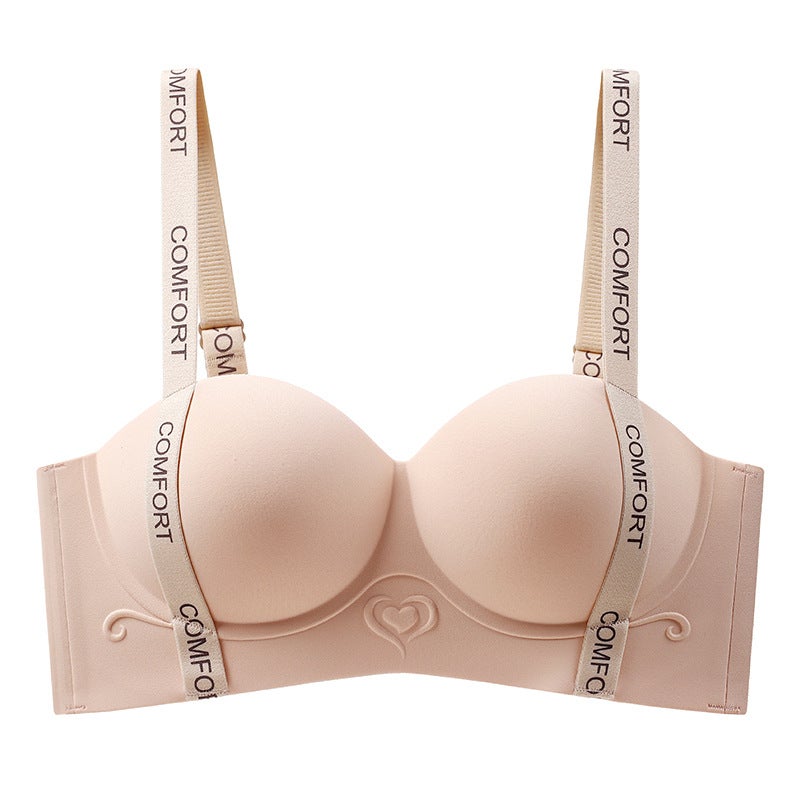 Letter Strap Push-Up Bra Seamless Wireless Enhancer Maillard Cafe  - Image 2