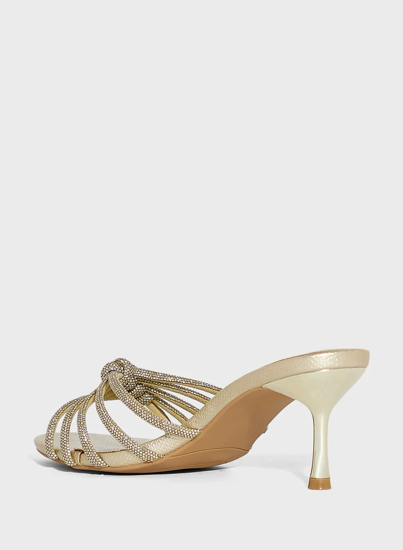 Ella Limited Edition Knot Diamante Mule Heel Sandal