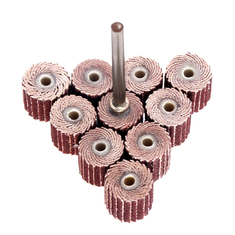 Dophee 10Pcs 240 Grit Flap Sanding Wheel Head Grinding Disc & 3mm Arbor for Rotary Tool, 10mm/0.39" - Image 1