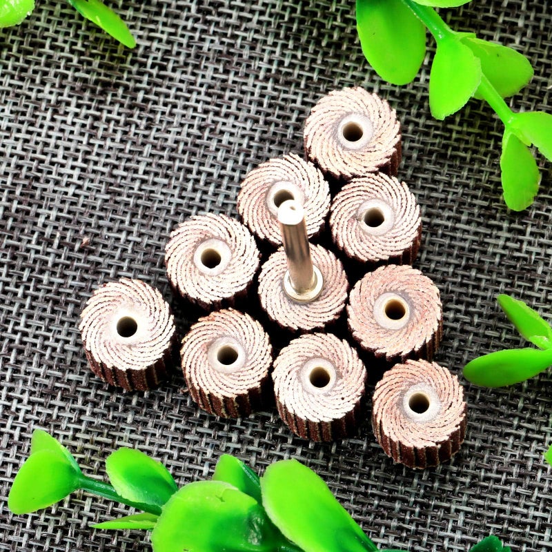 Dophee 10Pcs 240 Grit Flap Sanding Wheel Head Grinding Disc & 3mm Arbor for Rotary Tool, 10mm/0.39" - Image 5