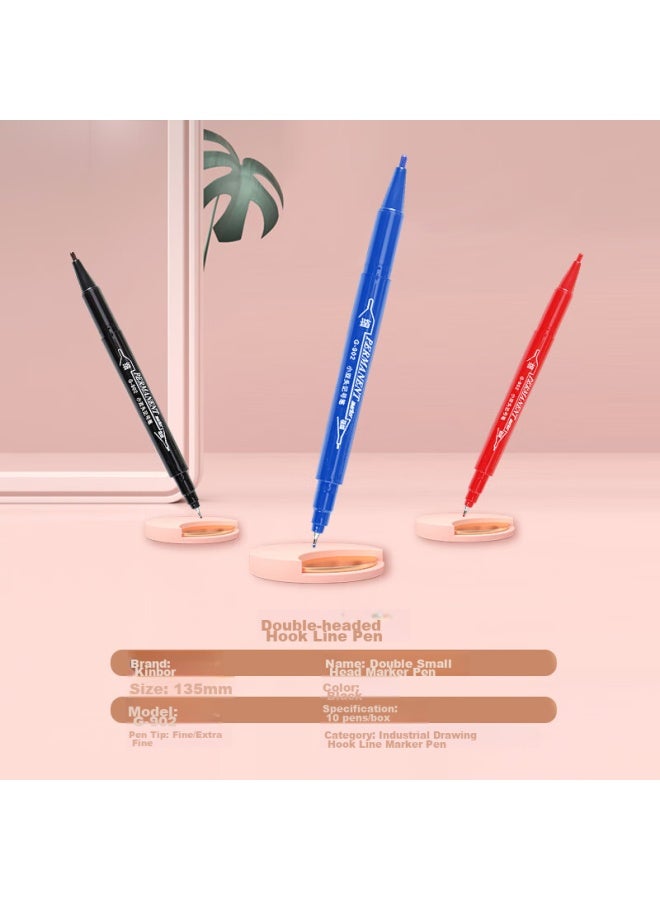 GENVANA Jinwanian Black Dual-tip Marker Pen Tongle, Study Highlighting Pen, Children's Art Drawing Outlining Pen, Student 10-pack G-902 - Image 3