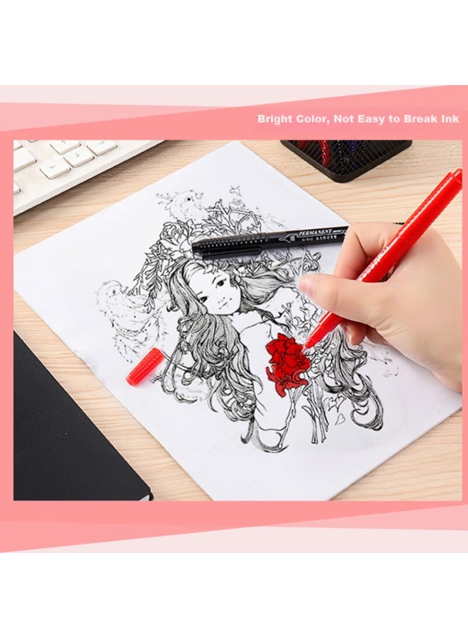 GENVANA Jinwanian Black Dual-tip Marker Pen Tongle, Study Highlighting Pen, Children's Art Drawing Outlining Pen, Student 10-pack G-902 - Image 4