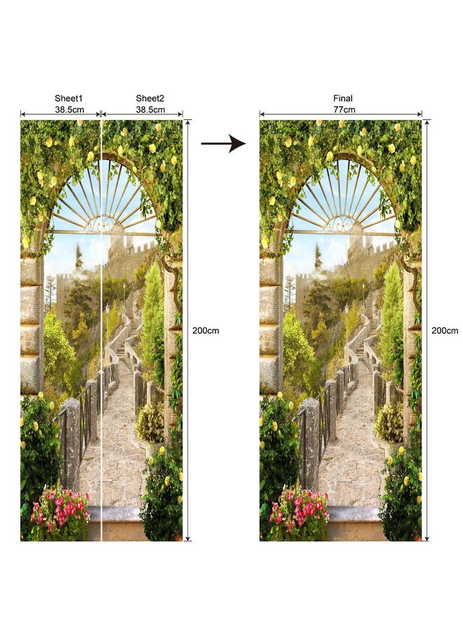 Bluejw Landscape Series Decorative Stickers Simulation Door Stickers Removable Waterproof Bedroom Living Room Renovation Pvc Wall Stickers A Generation Of Hair - Image 1