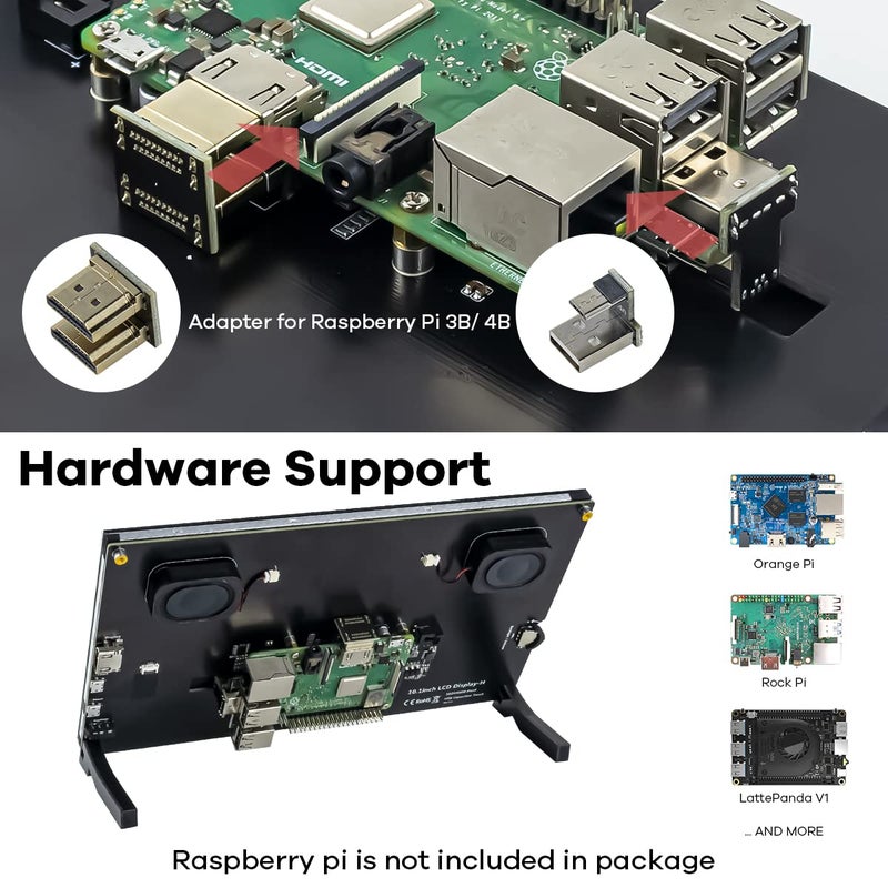 Hosyond Hosyond 10.1" IPS LCD Capacitive Touch Screen HDMI Display Portable Monitor 1024X600 Built-in Dual Speakers for Raspberry Pi 5/4/3 Xbox PS4 Windows 7/8/10  - Image 5