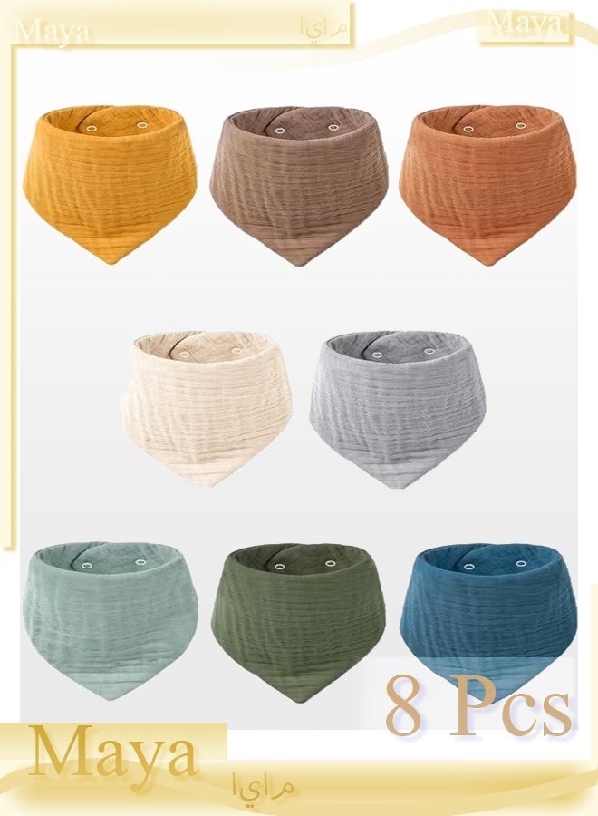 Muslin Baby Bibs, 8 Pack Baby Bandana Drool Bibs Baby Bibs for Drooling and Teething Bandana Bibs for Boys Girls - Image 1