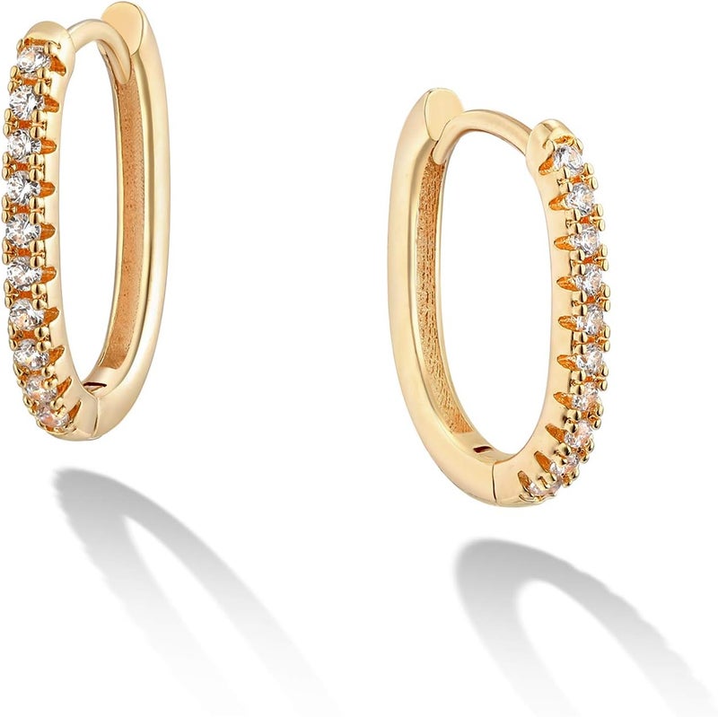 VACRONA Cubic Zirconia Huggie Earrings 14k Gold Plated Tiny Earrings Small Huggie Hoop Earrings Simple Lightweight Hoops Gift for Women - Image 1