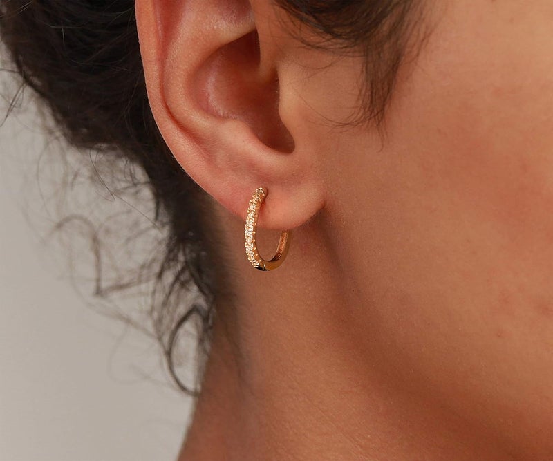VACRONA Cubic Zirconia Huggie Earrings 14k Gold Plated Tiny Earrings Small Huggie Hoop Earrings Simple Lightweight Hoops Gift for Women - Image 3