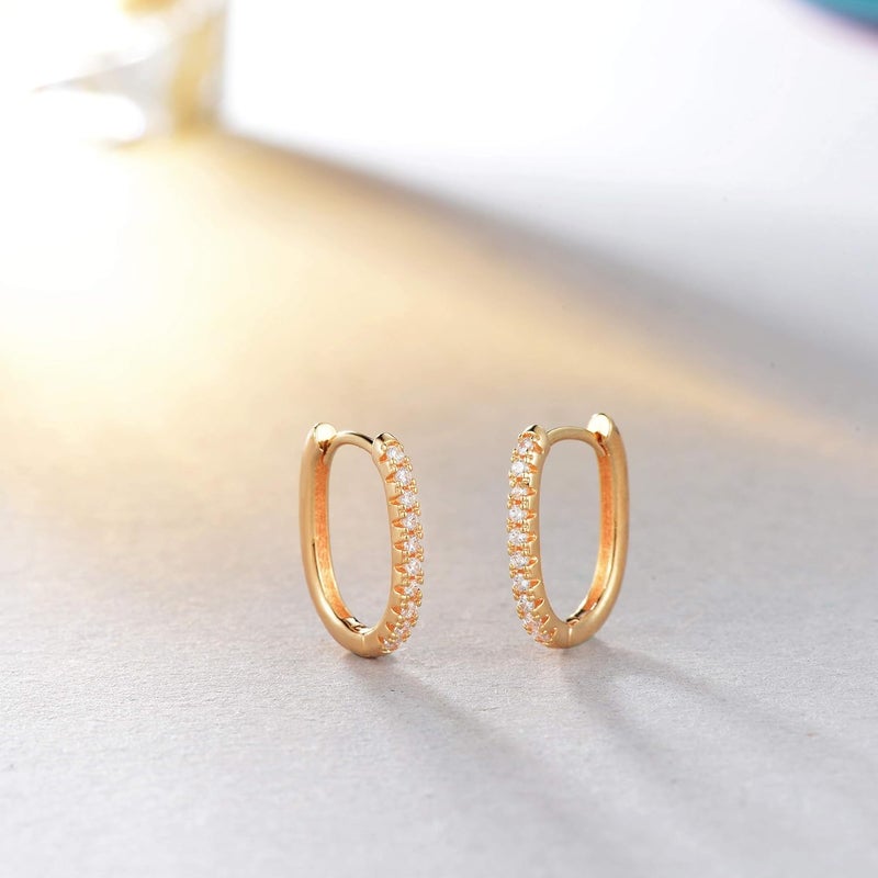 VACRONA Cubic Zirconia Huggie Earrings 14k Gold Plated Tiny Earrings Small Huggie Hoop Earrings Simple Lightweight Hoops Gift for Women - Image 4