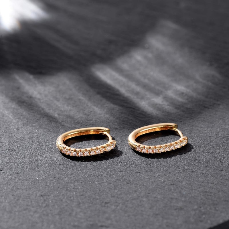 VACRONA Cubic Zirconia Huggie Earrings 14k Gold Plated Tiny Earrings Small Huggie Hoop Earrings Simple Lightweight Hoops Gift for Women - Image 5