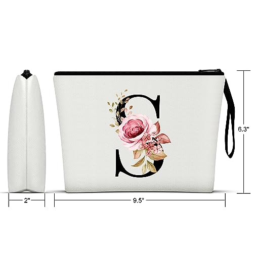 Vavabox A-Z Personalized Makeup Bag, Birthday Gifts for Women Mom, Gifts for Best Friend, Bride Bridesmaid Cosmetic bag (S, White) - Image 2