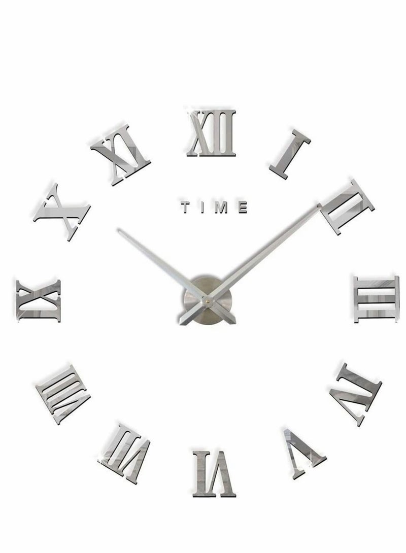 Captaintech Large 3D DIY Wall Clock Giant Roman Numerals Frameless Mirror Big Home Decoration Modern Stickers for Living Room Bedroom Office - Image 1
