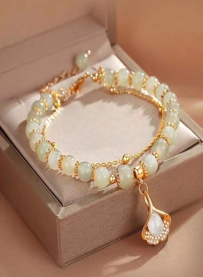 Double-layer ginkgo leaf bracelet for women, a niche design with a light luxury and high-end feel, is a gift for your girlfriend - Image 1
