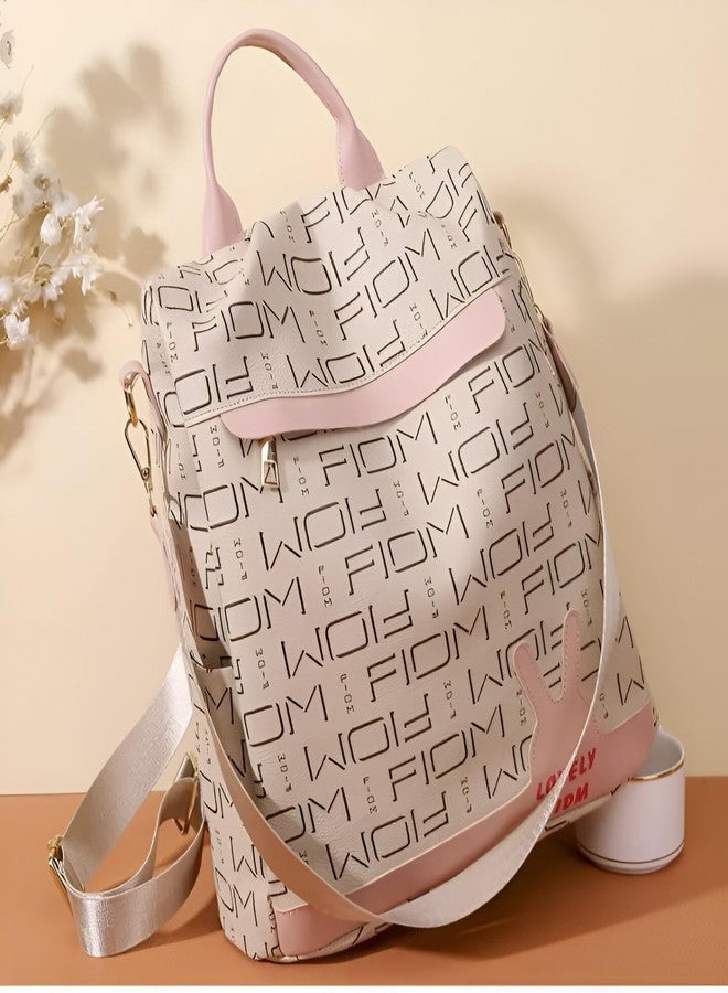 WANQLYN Shoulder Bag For Women Stylish Standard Backpack Purse, European And American Trend Backpack Fashion Backpack Girls College Bags (Cream) - Image 2