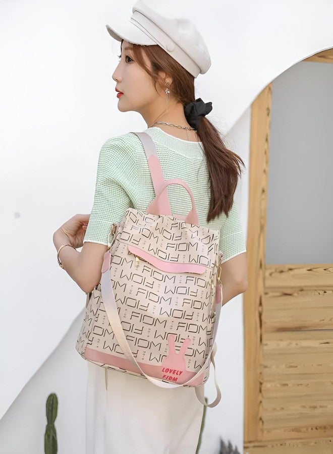 WANQLYN Shoulder Bag For Women Stylish Standard Backpack Purse, European And American Trend Backpack Fashion Backpack Girls College Bags (Cream) - Image 4