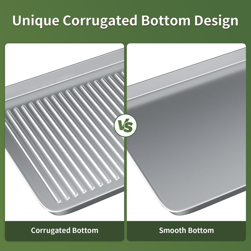 Rottay مجموعة صينية خبز مع رف سلكي: 3 صواني خبز + 3 رفوف تبريد للطهي والخبز - صواني بيكون غير لاصقة من الفولاذ المقاوم للصدأ، مقاومة للحرب والتشوه وخالية من الصدأ - Image 5