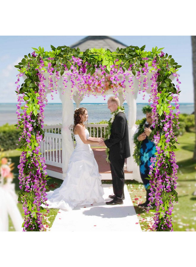 DearHouse 4Pcs 6.6Ft/Piece Artificial Flowers Silk Wisteria Garland Artificial Wisteria Vine Rattan Silk Hanging Flower for Home Garden Outdoor Ceremony Wedding Arch Floral Decor - Image 2