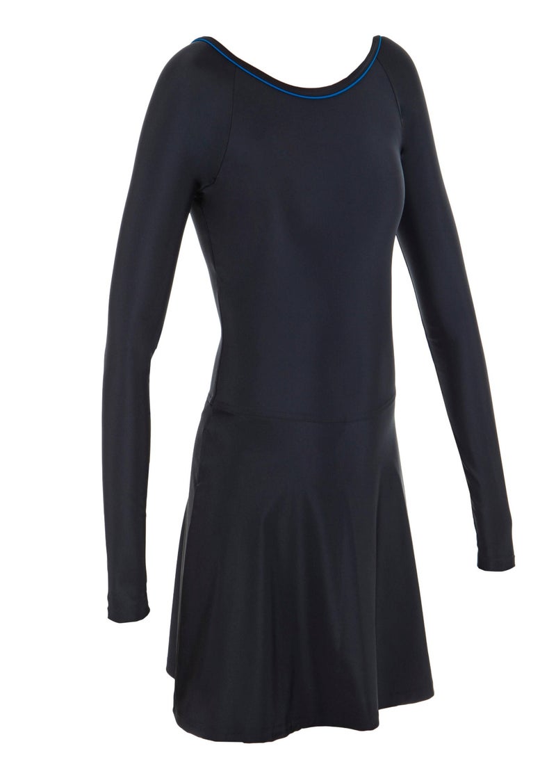 NABAIJI NABAIJI by DECATHLON, Women Swimming One Piece Full Sleeve Swimsuit Una Flexible & UV Protection Black  - Image 3