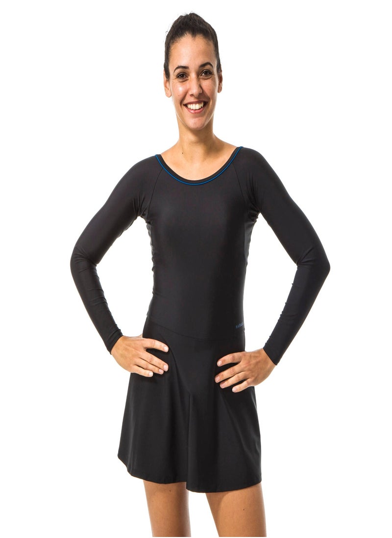 NABAIJI NABAIJI by DECATHLON, Women Swimming One Piece Full Sleeve Swimsuit Una Flexible & UV Protection Black  - Image 1