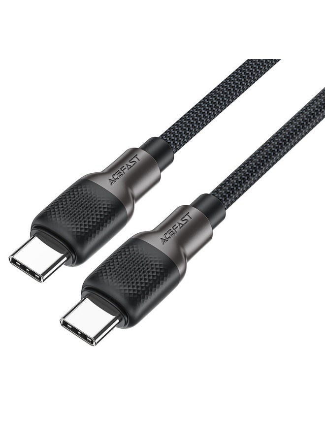 ACEFAST Charging Data Cable C10-03 USB-C to USB-C, PD60W Fast Charging, 1.2m Length, Durable Zinc Alloy Connectors, Nylon Braided and Silicone Sheath Design - Black - Image 1