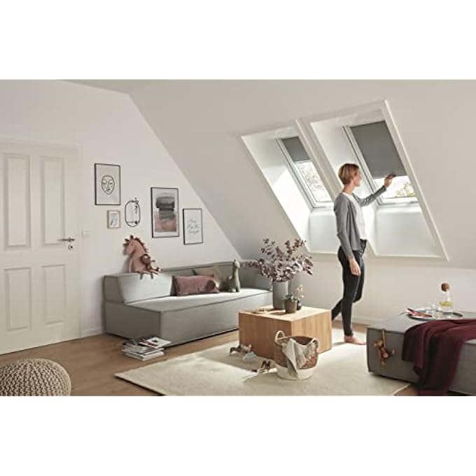 Original Roller Blind Exclusive Zre For Roof Window Daylight Blind Guide Rail Silver Manual Operation For Q Series Roof Windows With Size 066/098 | 06/09 Colour Dark Grey - Image 2