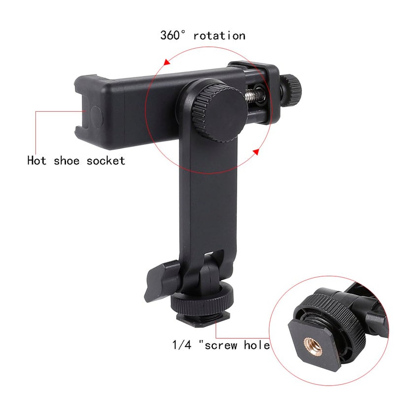 Leenconghui Multifunctional Universal Cell Phone Tripod Mount Adapter 360 Rotation Camera Hot Shoe Phone Holder Compatible with Canon Nikon Sony DSLR - Image 2