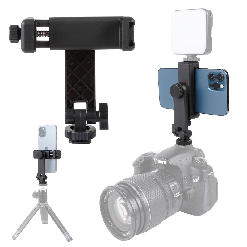 Leenconghui Multifunctional Universal Cell Phone Tripod Mount Adapter 360 Rotation Camera Hot Shoe Phone Holder Compatible with Canon Nikon Sony DSLR - Image 1