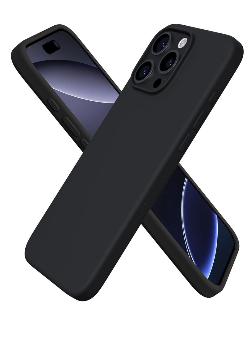 Soft Liquid Silicone Gel Case for iPhone 16 Pro Max - Shockproof Protection in Black - Image 1