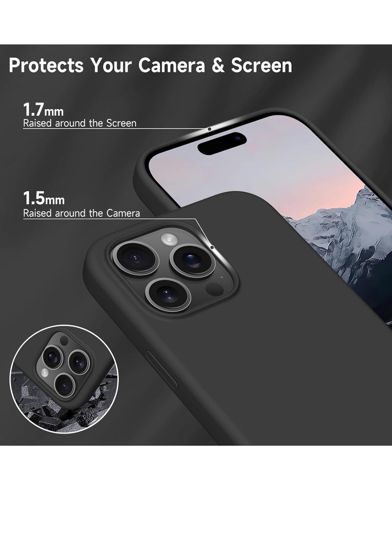 Soft Liquid Silicone Gel Case for iPhone 16 Pro Max - Shockproof Protection in Black - Image 3