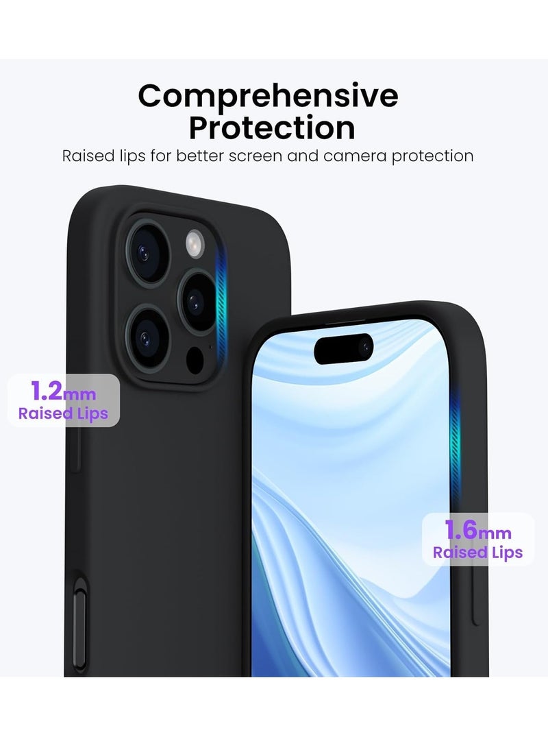 Soft Liquid Silicone Gel Case for iPhone 16 Pro Max - Shockproof Protection in Black - Image 4