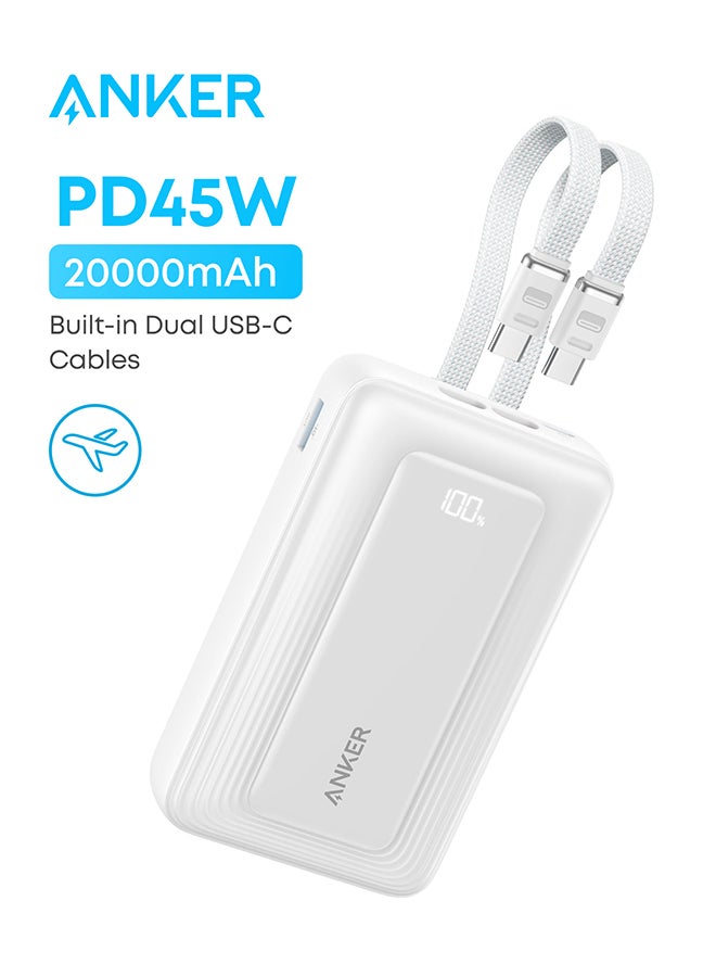 Anker Zolo Power Bank, 45W Max Fast Charging, 20,000mAh Battery Pack with Dual Built-in USB-C Cables, 1 USB-C&A Port, for iPhone 17/16 Series, Samsung, MacBook, iPad, and More - Image 1