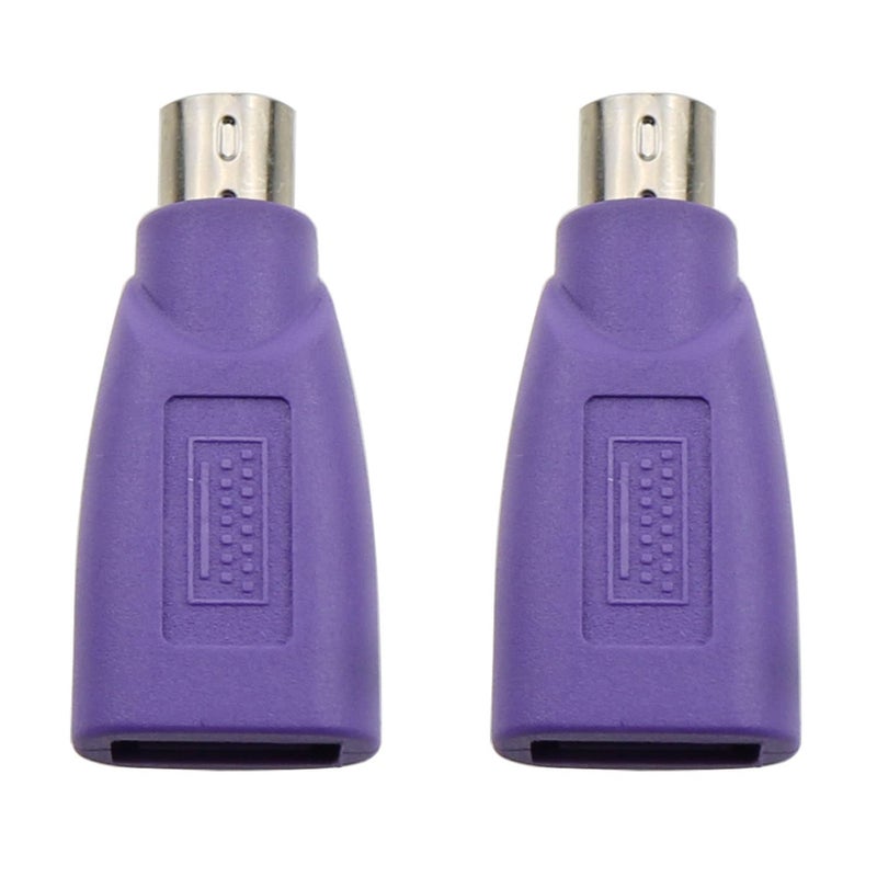 ZZHXSM USB to PS2 Adapter 2PCS Purple USB Female to PS/2 Male Converter Ch adapter for Mouse Keyboard and Bar Code Scanner - Image 1