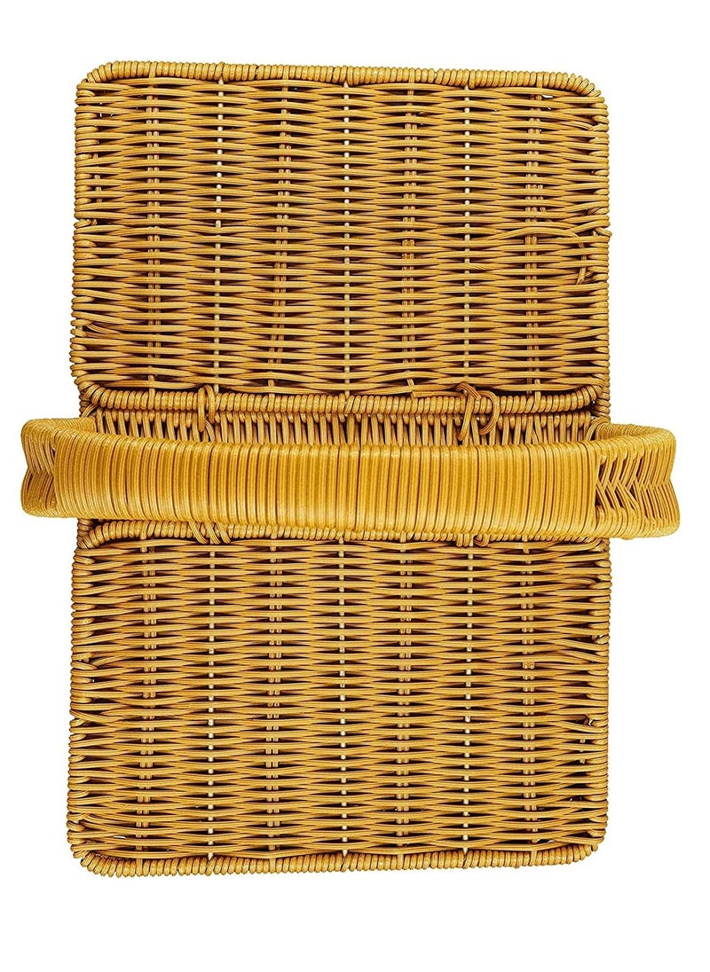 HOME TASTE TOMSUN Picnic Holder Wicker Basket Storage Basket With Handles and Lid Hamper Flower Girl Baskets Country Picnic Basket for Picnics Parties Shopping  - Image 3